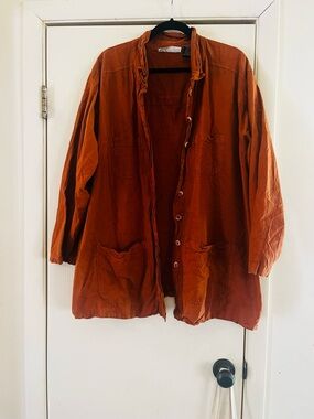 VTG Lagenlook Cotton Artist Edwardian Oversized Smock Button Tunic jacket 2X